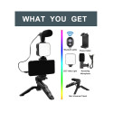 Elight Y9 Vlog Smartphone Fix Video & Photo making kit with Led light / Microphone / Tripod Black