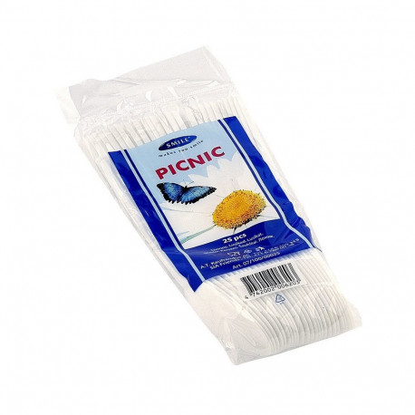 Spoons SMILE plastic, white, 25 pcs