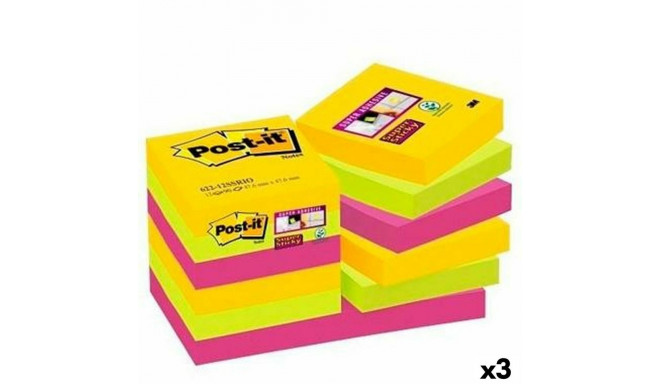 Kleebitavate märkmepaberite komplekt Post-it Super Sticky Mitmevärviline 47,6 x 47,6 mm (3 Ühikut)