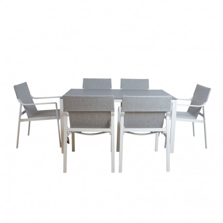 Garden furniture set OSMAN table and 6 chairs, light grey