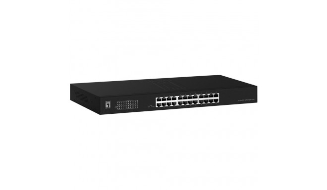 LevelOne Switch 24x GE GEU-2431 19\" Rack Mount Kit Unmanaged Gigabit Ethernet (10/100/1000) 1U Blac