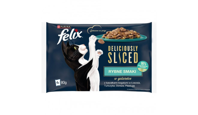 FELIX Deliciously Sliced Fish - wet cat food - 4x 80 g