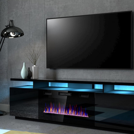 RTV EVA kapp elektrilise kaminaga 180x40x52 cm must/läikiv must