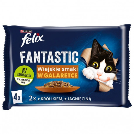 Felix Fantastic küülik, lambaliha märgtoit kassidele 340 g (4x 85 g)