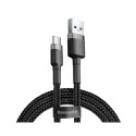 Baseus CATKLF-UG1 Nylon Vastupidav USB & Laadimiskaabel USB-C QC3.0 2A kuni USB 2.0 3M Must-Hall