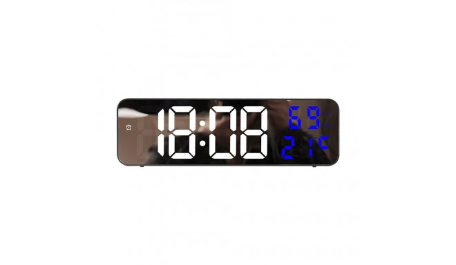 Electronic wall clock with date and temp. blue MDBLC