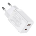 Baseus Super Si Pro USB / USB Type C Fast Charger 30W Power Delivery Quick Charge white (CCSUPP-E02)