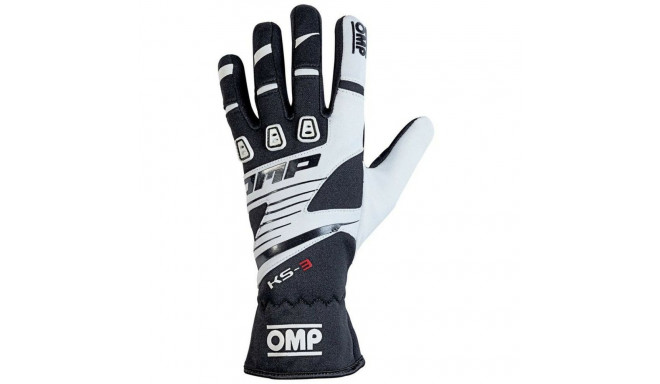 Karting Gloves OMP KS-3 Valge/Must Must/Valge S