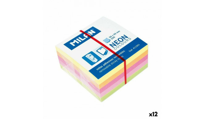 Sticky Notes Milan Neon colours Multicolour 50 x 50 mm (12 Units)