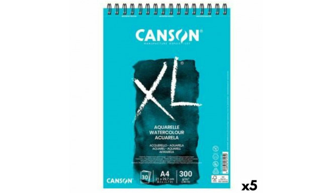 Блокнот Canson XL Aquarelle 20 Листья Белый A5 5 штук 300 g/m² 148 x 210 mm