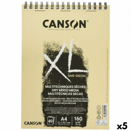 Joonistusplokk Canson XL Sand Naturaalne A4 5 Ühikut 40 Lehed 160 g/m2