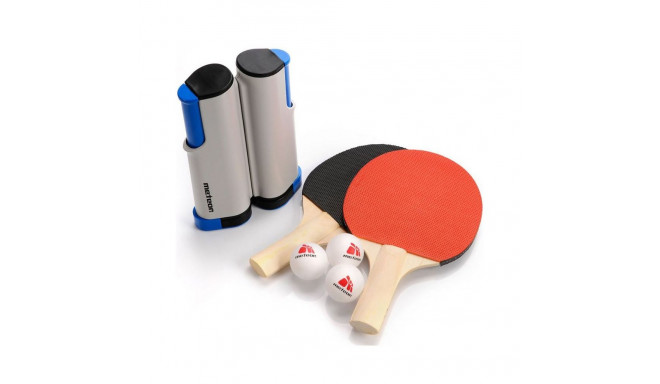 Meteor Rollnet ping pong set 2 rackets 3 balls 15042