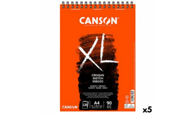 Joonistusplokk Canson XL Esboso 20 Lehed Valge Naturaalne A4 5 Ühikut 90 g/m²
