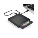 CP RW1 Plāns Ārējais USB 2.0 CD / DVD Rom Disku Lasītājs ar USB Vada barošanu Melns