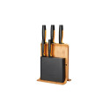 FISKARS SET OF 5 KNIVES IN BAMBOO BLOCK FUNCTIONAL FORM