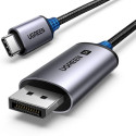 Ugreen kabel CM556 s konektory USB-C a DisplayPort 8K, 3 m dlouhý - šedý