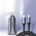 Ugreen rychlá nabíječka do auta USB-A / USB-C 30W PD PPS šedá (CD130)