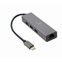 4-Port USB-C Hub GEMBIRD A-CMU3-LAN-01 White Grey