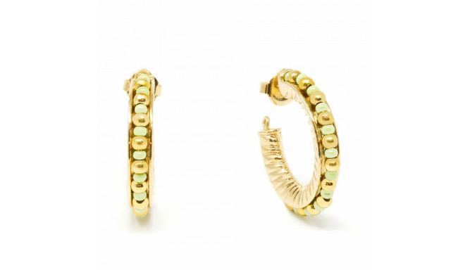 Ladies' Earrings Shabama Etiopia Brass gold-plated Green 2 cm