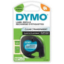 Dymo label printer tape LetraTag Plastic 12mmx4m, transparent