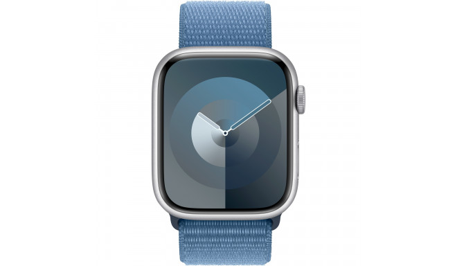 Apple Watch Series 9, Smartwatch (silver/blue, aluminum, 45 mm, Sport Loop)