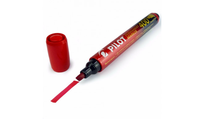 Permanentne marker PILOT 400 lõigatud otsaga 4mm punane
