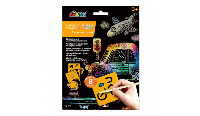 AVENIR Scratch set with stencil: Transportation