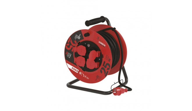 Rubber Extension Cord Reel – 4 sockets, 25m, 2.5mm² SCHUKO