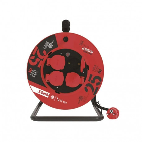 Rubber Extension Cord Reel – 4 sockets, 25m, 2.5mm² SCHUKO