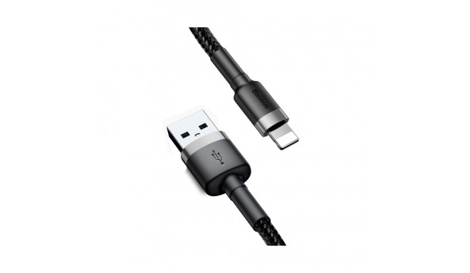 Baseus CALKLF-BG1 Nailonist vastupidav andme- ja laadimiskaabel USB-C QC3.0 2,4A Lightning 1M Must-H