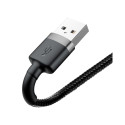 Baseus CALKLF-BG1 Nailonist vastupidav andme- ja laadimiskaabel USB-C QC3.0 2,4A Lightning 1M Must-H