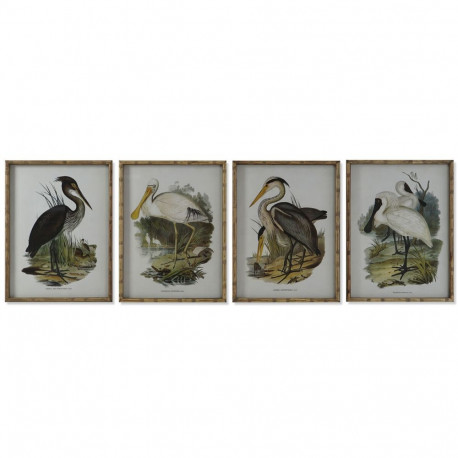 Maal DKD Home Decor Linnud Idamaine 45 x 3 x 60 cm (4 Ühikut)