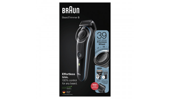 Braun BeardTrimmer 5 BT5340 AC/Battery 39 2 cm Black, Blue