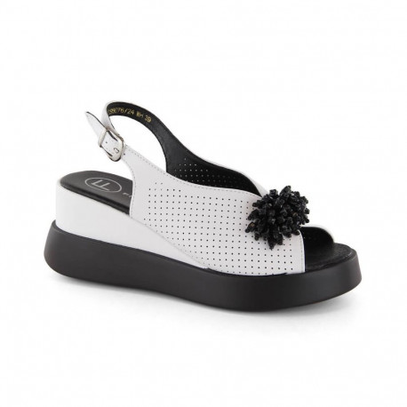Leather wedge sandals with beads Filippo W PAW529B white (40)