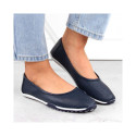 Filippo W PAW322B leather openwork ballet flats, navy blue (40)