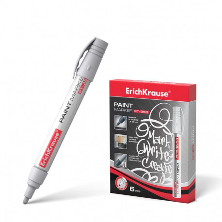 Paint marker ErichKrause® PT-350, color: white (box 6 pcs.)