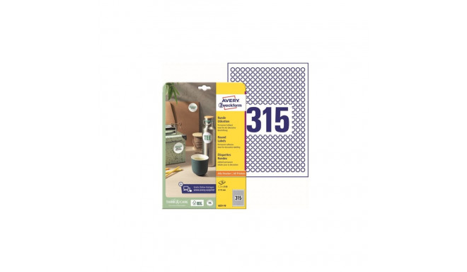 Sticker label AVERY ZWECKFORM Q10mm 315 on 10 sheets (6221-10)