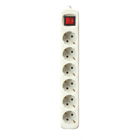 Power Socket - 6 Sockets with Switch Silver Electronics White - 3 m