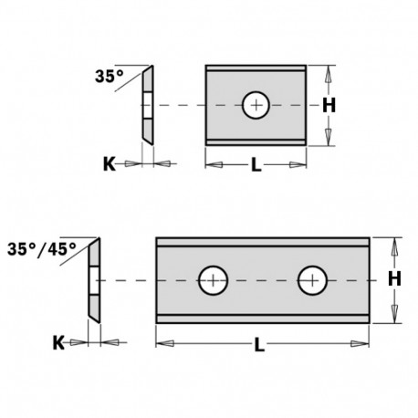 REVERSIBLE KNIFE (2/35°) 50x12x1.5mm HW-K1920