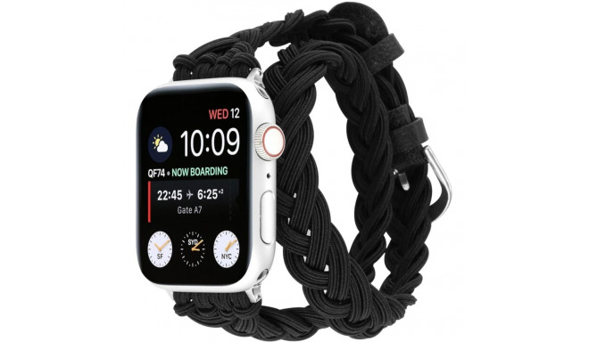 Kellarihm Trendybay Apple Watch 42/44/45/49mm, punutud, must