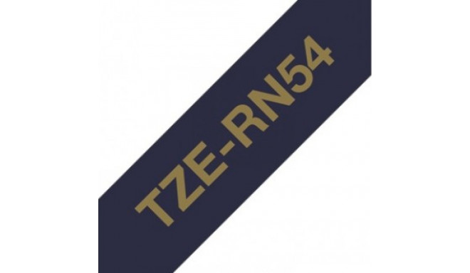 BROTHER TZE-RN54 P-TOUCH EMBELLISH GOLD PRINT ON NAVY SATIN RIBBON 24 MM, 4M