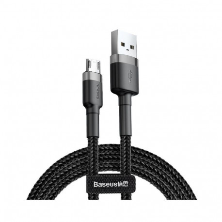USB-kaabel MicroUSB, 1m, must, punutud kaabliga, Baseus