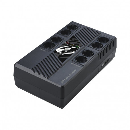 POWER WALKER liin-interaktiivne UPS 600VA MS 8x FR RJ45 sisend/väljund USB HID USB-laadija