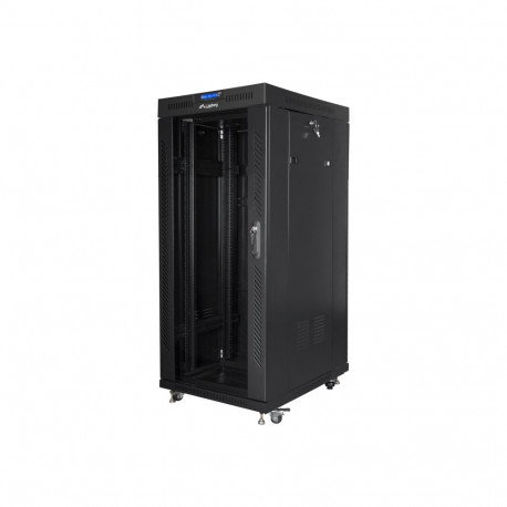 LANBERG free standing rack 19inch cabinet 27U 800x1000 glass door LCD flat pack black