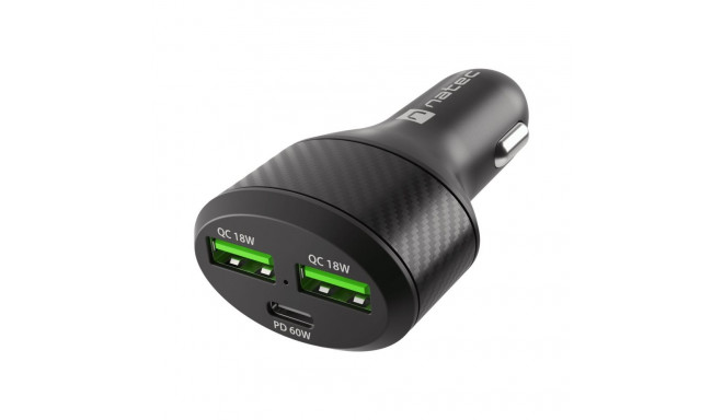 NATEC autolaadija Coney 2x USB 1x USB-C PD 3.0 84W QC3.0