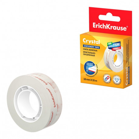 Stationery tape ErichKrause® Crystal, 18mmx33m, (box 1 pcs)
