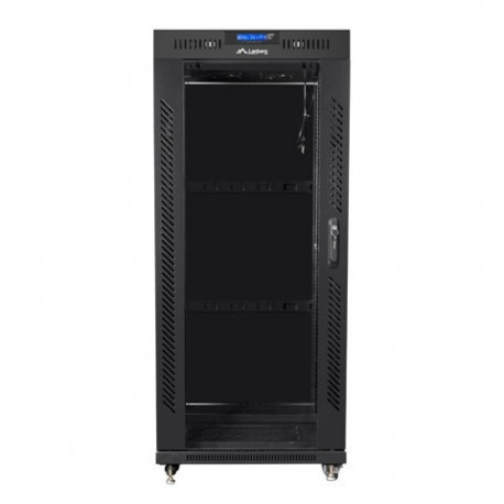 Installation cabinet rack 19 27U 600x600 black, glass door lcd (Flat pack)