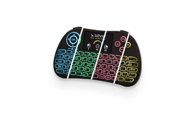 SAVIO KW-03 valgustatud juhtmevaba mini klaviatuur RGB TV Box, Smart TV, konsoolid, PC KW-03