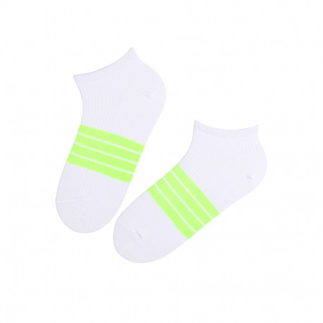 SOKISAHTEL RICCO valged madalad neoon triipudega puuvillased sokid 446