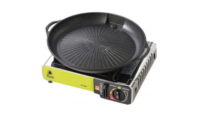 Grill grate and grill pan for a gas camping stove and grill